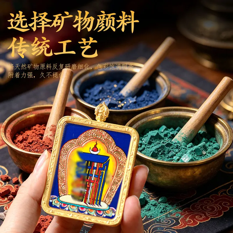 Ten Aspects of Freedom Bronze Sculpture Hand-Painted Thangka, Unisex Zodiac Necklace Pendant Jewelry