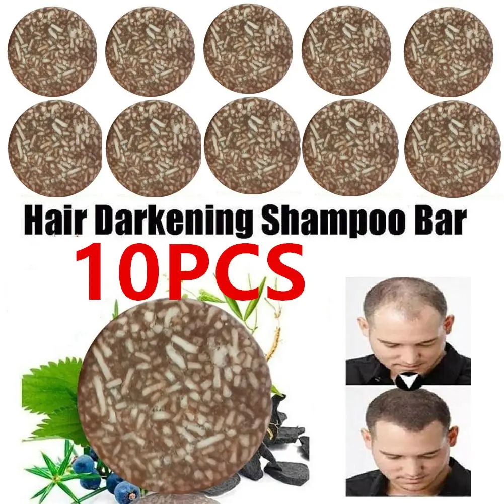 

10X Solid Shampoo Soap Black Hair Color Dye Soap Natural Shampoo Organic Polygonum Essence Darkening Hair 10g Treatments