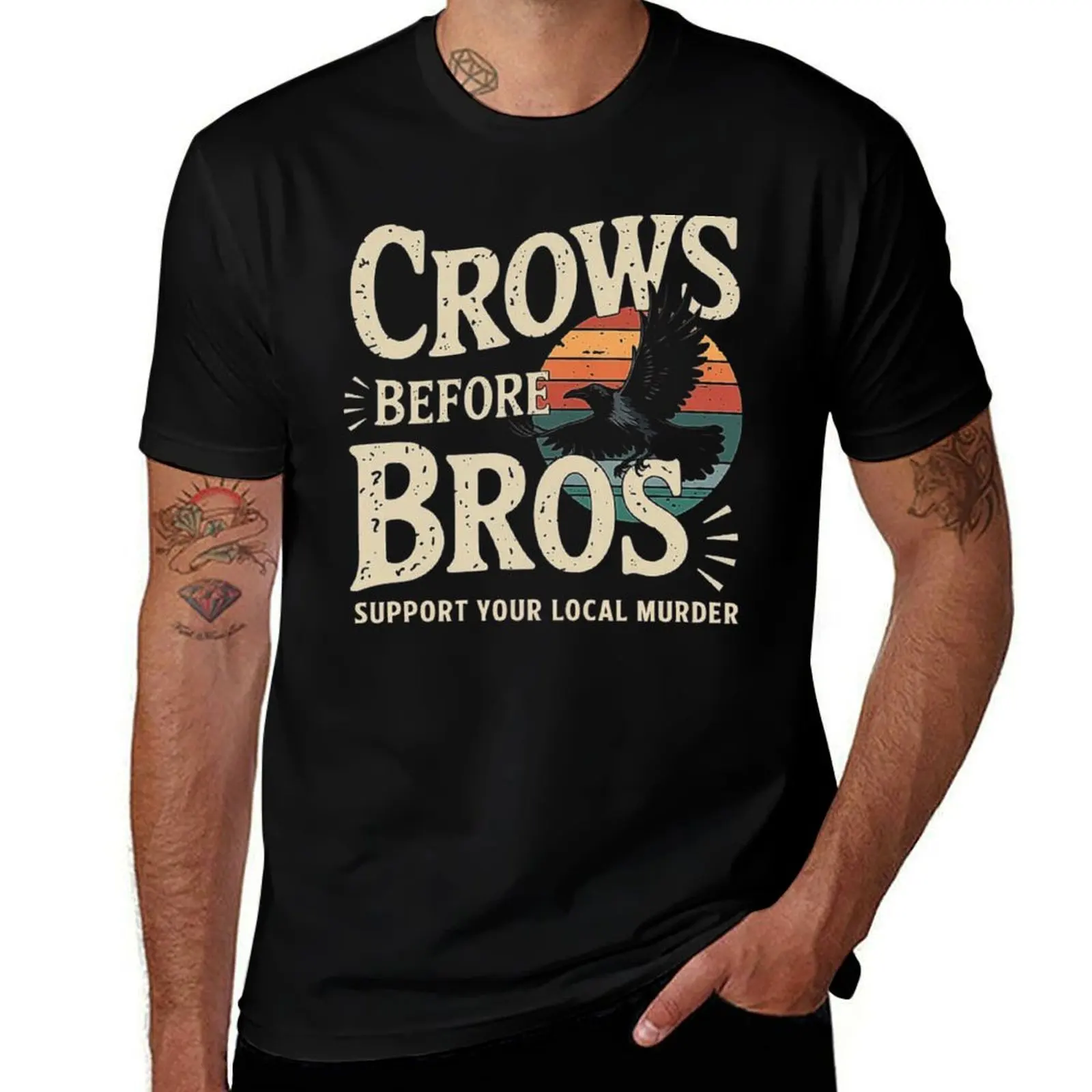 

for Art - Lovers Crow Crows Bird Before Bros Quirky T-Shirt Sports Casual Breathable Tee Shirt