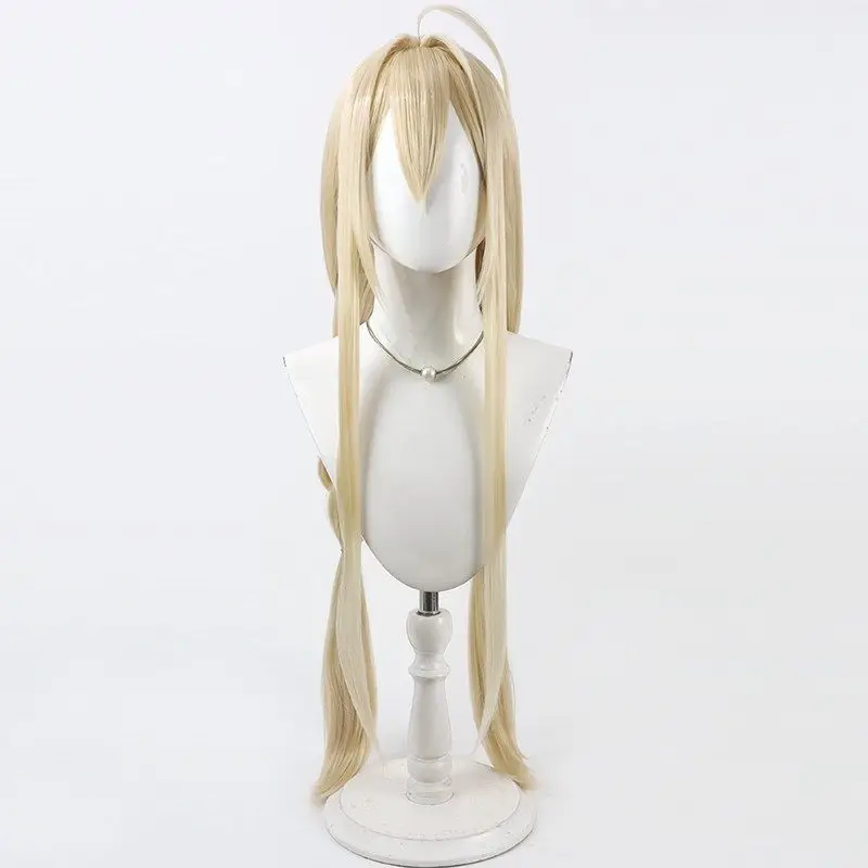 Game Azur Lane HNLMS Gouden Leeuw Cosplay Wig Yellow 90cm Long Heat Resistant Fiber Synthetic Hair  + Wig Cap