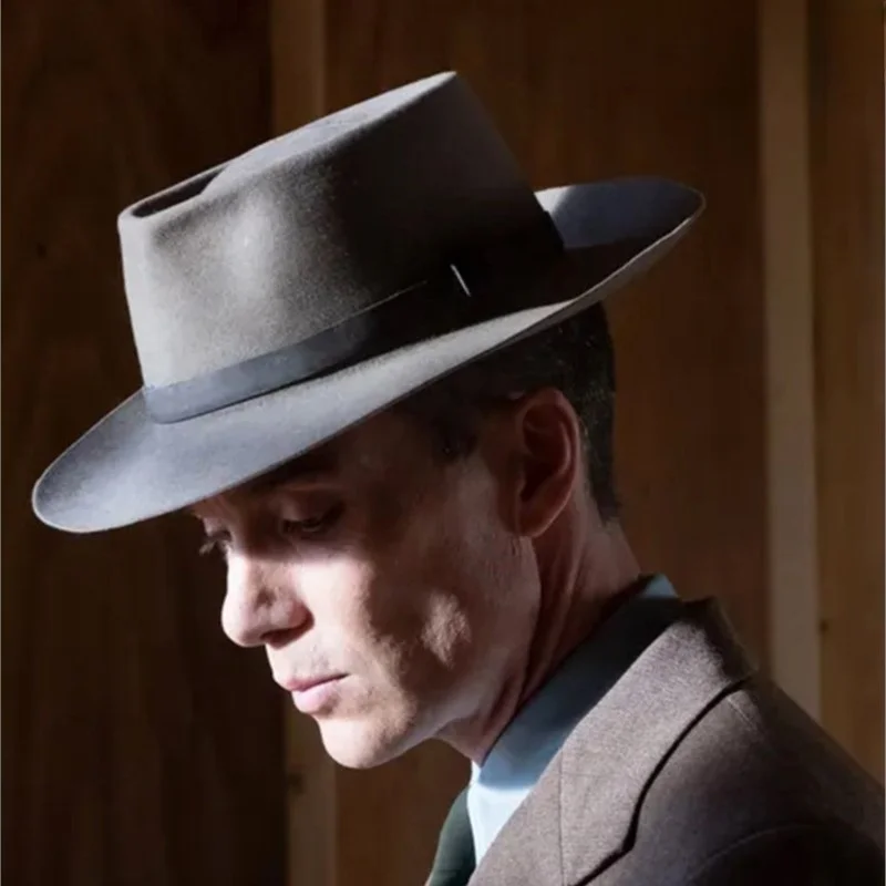 New fashionable wide-brimmed top hat and suit