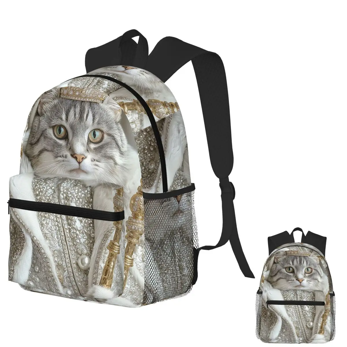 

Anime King Elegant Bengal Cat Royal Majesty Student Backpack School Bag Daypack for Men Women Fashion Bookbag Shoulder Bags