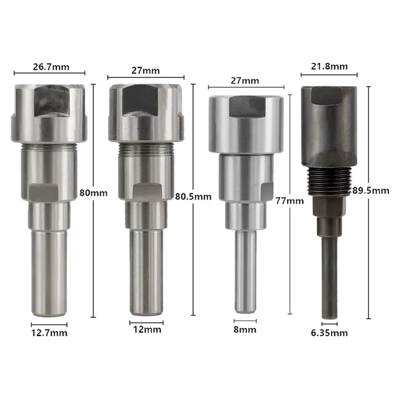 1pc 6.35/8/12/12.7mm Shank Router Bit Collet Extension Rod For Engraving Mchine Tool Holder Collet Extension Rod