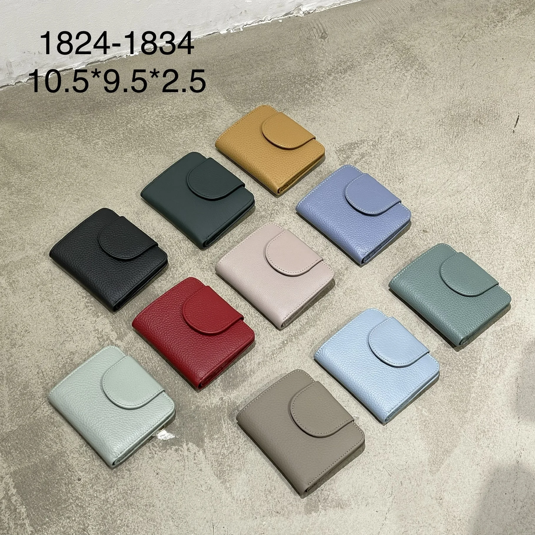 Carteira curta de couro genuíno, zíper com fivela feminina, porta-cartões dobrável, carteira feminina multifuncional