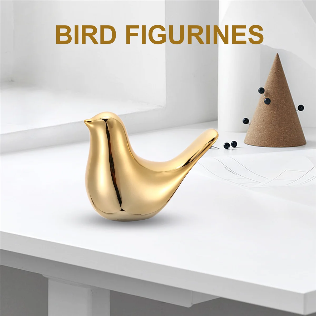 Фигурки птиц Фигурки дома Современные керамические статуи птиц Скульптура животных Украшения дома Ремесла Золотая керамика -XL