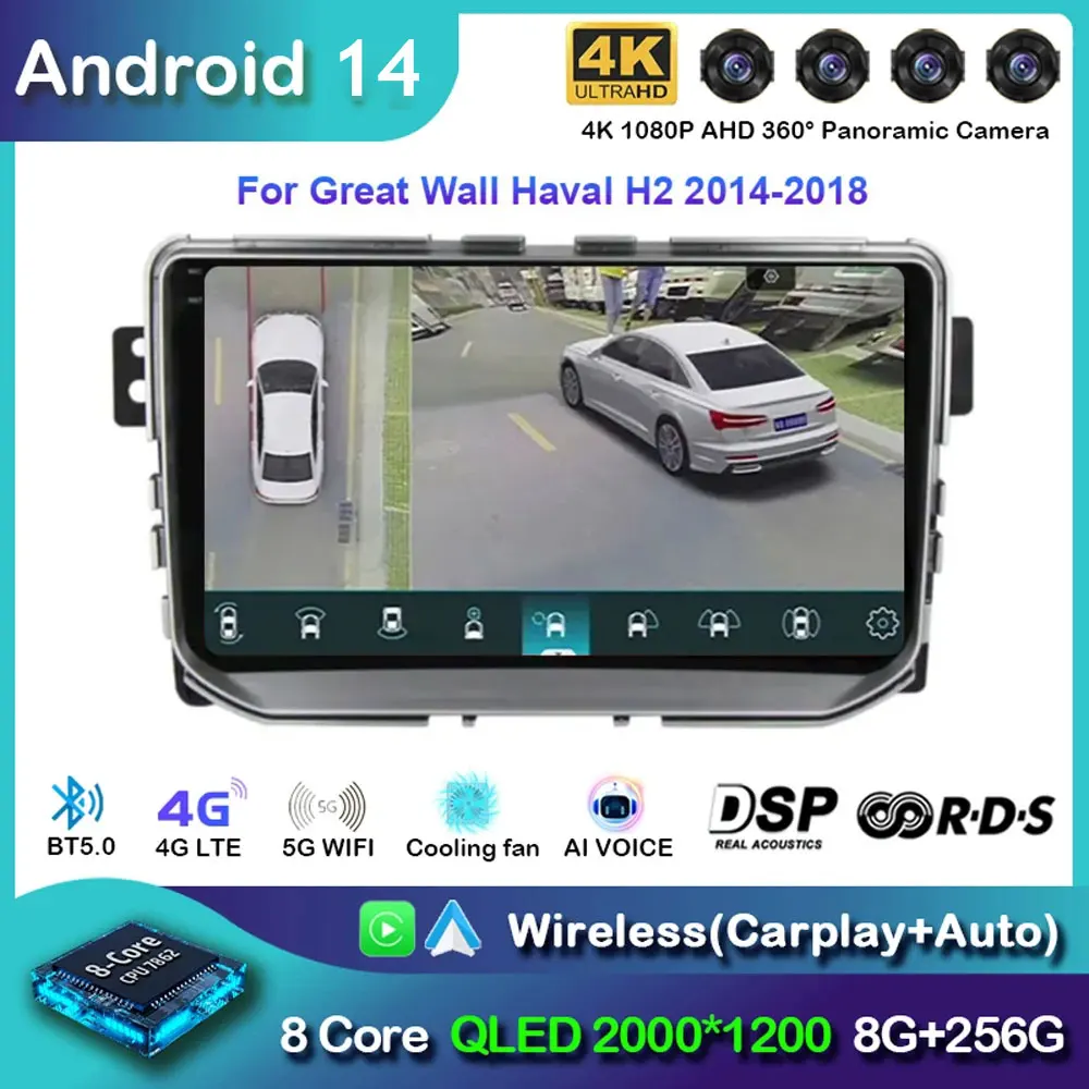 

Android 14 For Great Wall Haval H2 2014-2018 2 din Car Radio Display Autoradio Multimedia BT Player Navigation GPS Audio wifi 4G