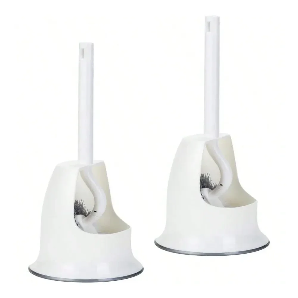 

Набор из 2 изогнутых щеток для унитаза без держателя для ванной комнаты, компактная и прочная щетка для глубокой очистки унитаза без использования ручки, для домашнего использования