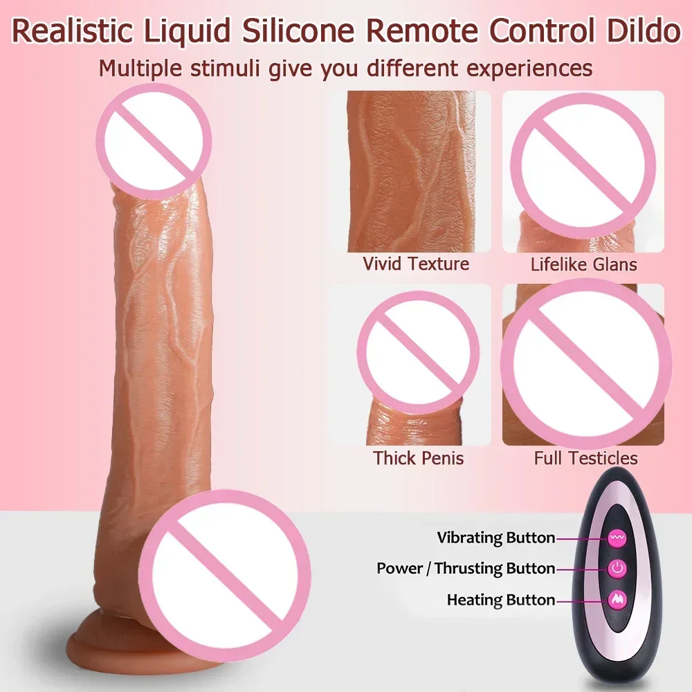 Telescopic Female Vibrator Dildo for APP Remotely Controlled Heating Realistic Big Penis Massager Masturbator Sex Toys for Women