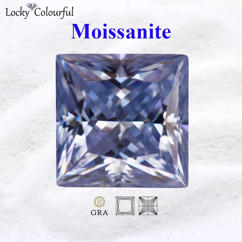 

Moissanite Princess Cut Lavender Color Top Quality Charms for Beads Diy Jewelry Making Bracelet Materials with GRA Certificate