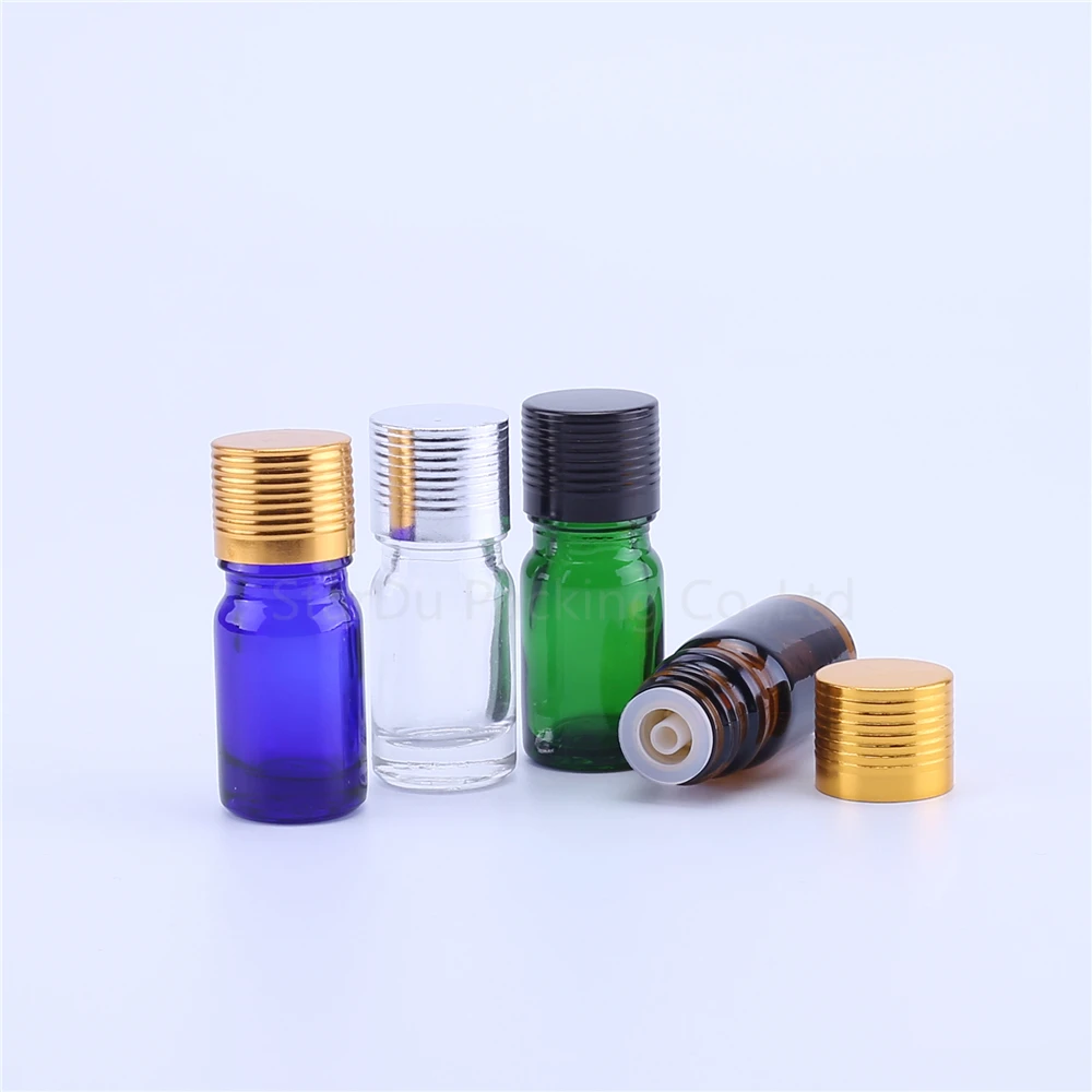 10pcs 5ML Amber Blue Glass Drop Bottle Aromatherapy Liquid For Essential Basic Massage Oil Pipette Bottles Refillable