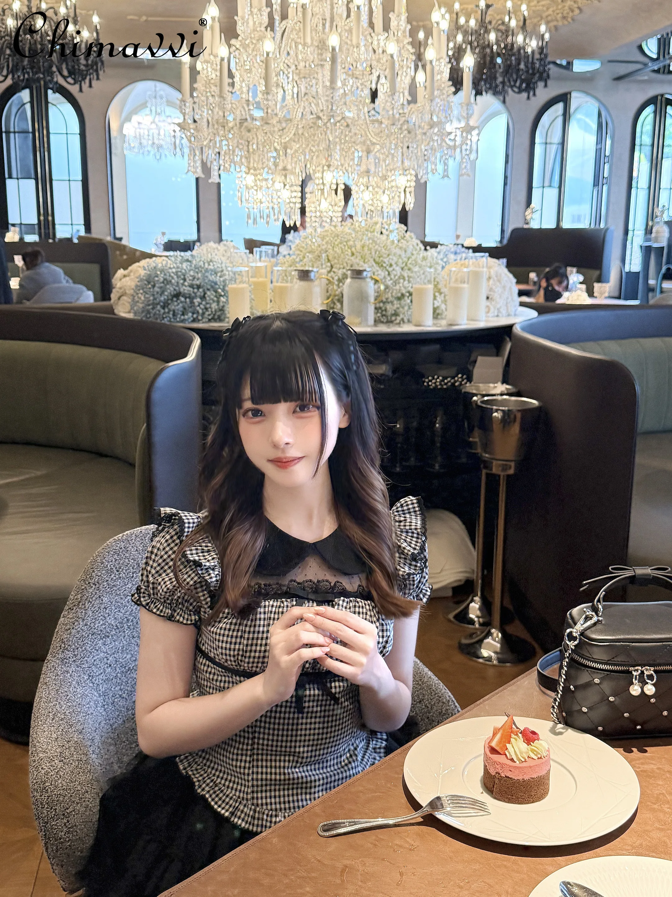 

Original Japanese Sweet Girl Cute Bow Shirt New 2025 Summer Clothes Fashion Kawaii Short Sleeve Elegant Slim Shirt Lolita Tops