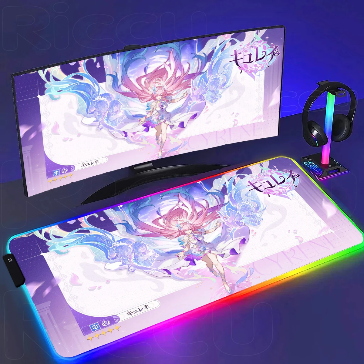 

RGB HD Print Cyrene 400x900mm Mouse Pad Honkai Star Rail Game Computer PC Accessories Hentai Kawaii Mouse pads LED XXL Desk Mat