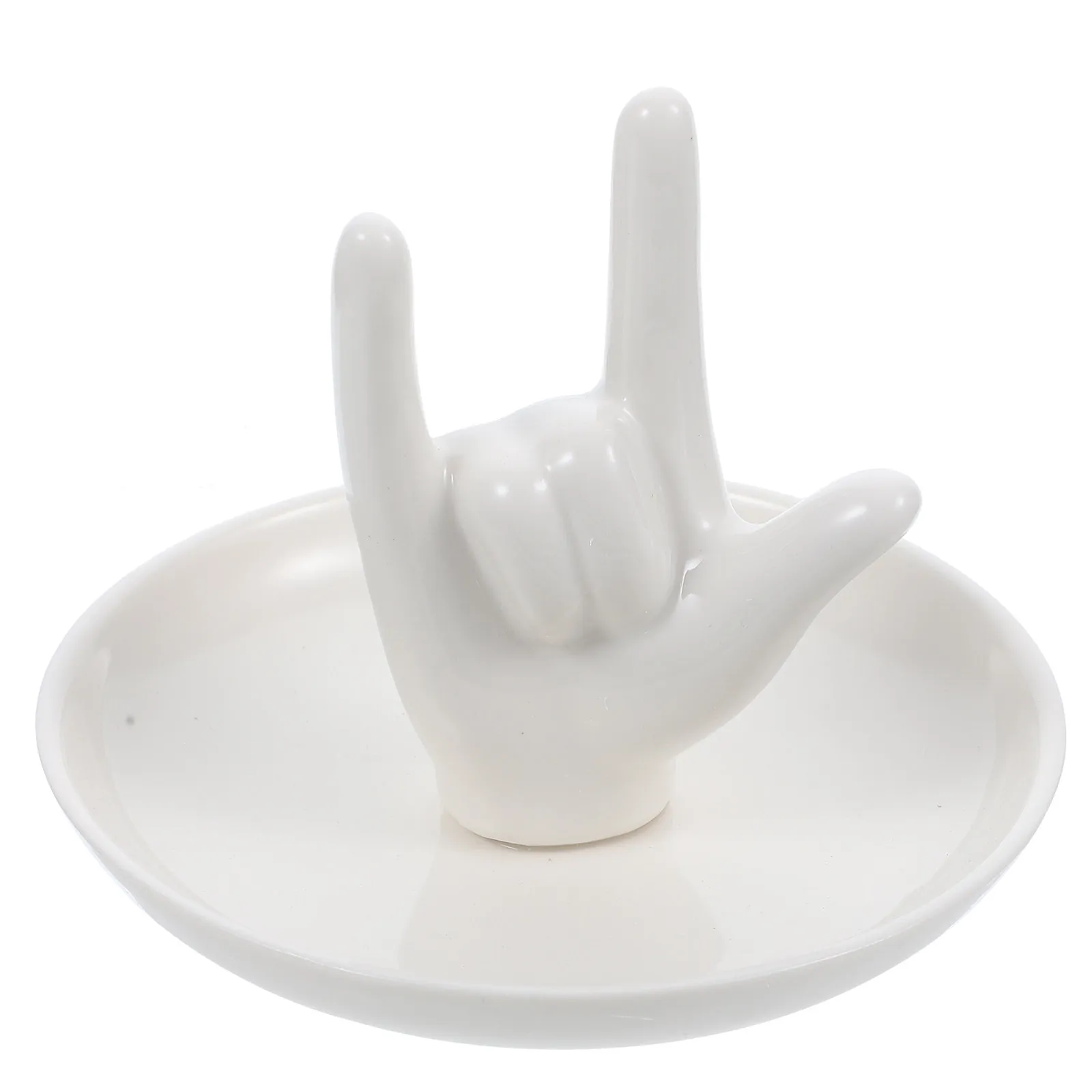 Smooth Ceramic Jewelry Stand Hand Gesture Ring Holder Tray for Wedding Engagement Rings Home Decor Organizer Valentine Gift