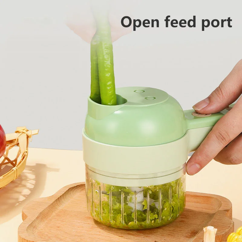 Multifunctional Handheld Electric Vegetable Slicer 4 In 1 Fruit Carrot Potato Chopper Cutting Machine USB Charging Potato Masher