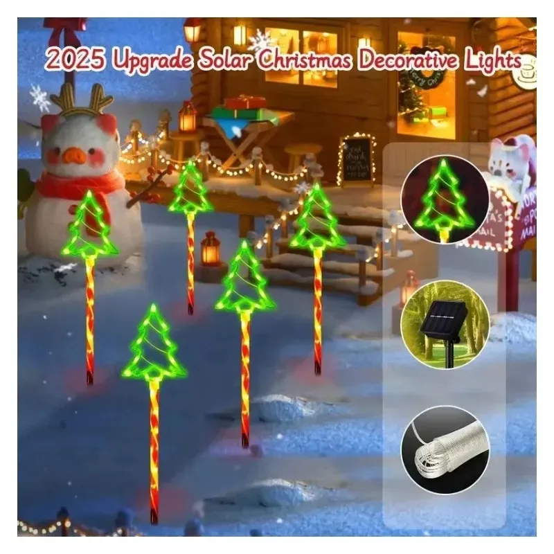 Christmas Tree LED Light Candy Shaped Holiday Decoration Outdoor Lawn Garden Pathway Porch Snow Party Decorative Lighting