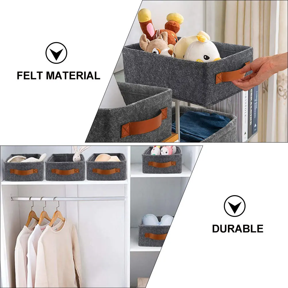 

1 pc Storage Basket Large Capacity Felt Foldable Removable Desktop Organizer Home Container For Living Room Kitchen Bathroom