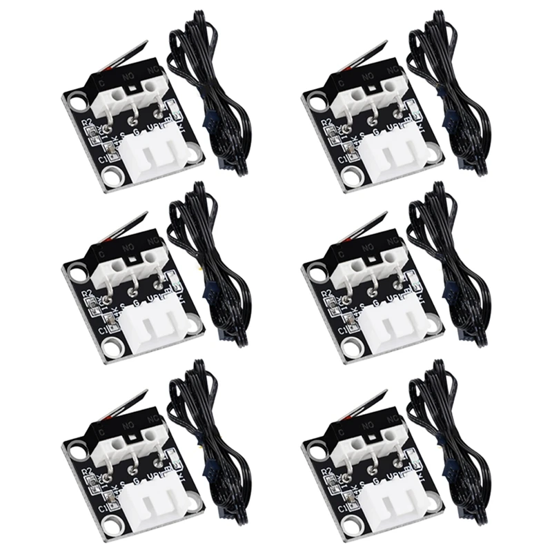 6Pcs 3D Printer Accessories End Stop Limit Switch 3Pin N/O N/C Control Easy Use Micro-Switch For CR-10 Series Ender-3S