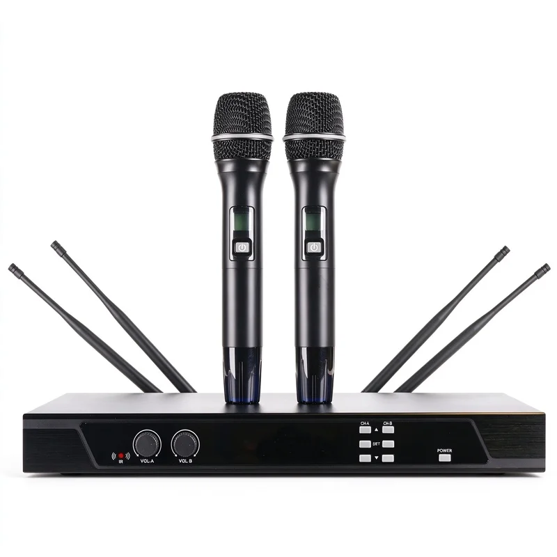 RX-300 Sans Fil De Estudio 2 Channel Dual UHF True Diversity Professional Wireless Microphone Karaoke Mic