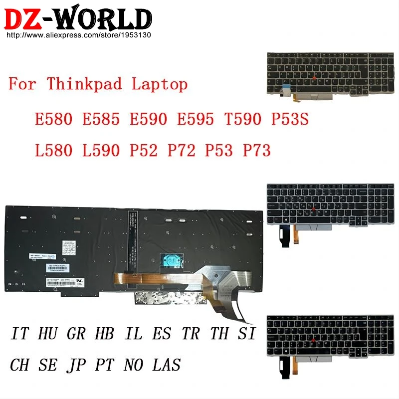 

Silver Backlit Keyboard For Lenovo Thinkpad E580 E585 E590 T590 P53S L580 L590 P52 P72 P53 P73 01YN685 01YN690 01YN681 01YN680 0