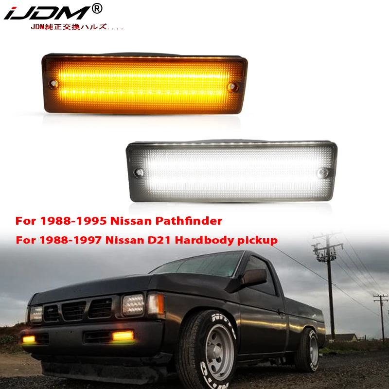 

2pc Car Bumper Turn Signal Replace LED Daytime Running Light For Nissan Pathfinder D21 Hardbody pickup Pathfinder, White LED DRL