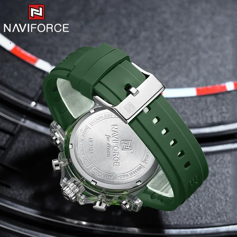 NAVIFORCE แบรนด์แฟชั่นนาฬิกาทหารผู้ชายควอตซ์คุณภาพสูงนาฬิกาโครโนกราฟส่องสว่างกันน้ำนาฬิกาข้อมือผู้ชายนาฬิกาสปอร์ต