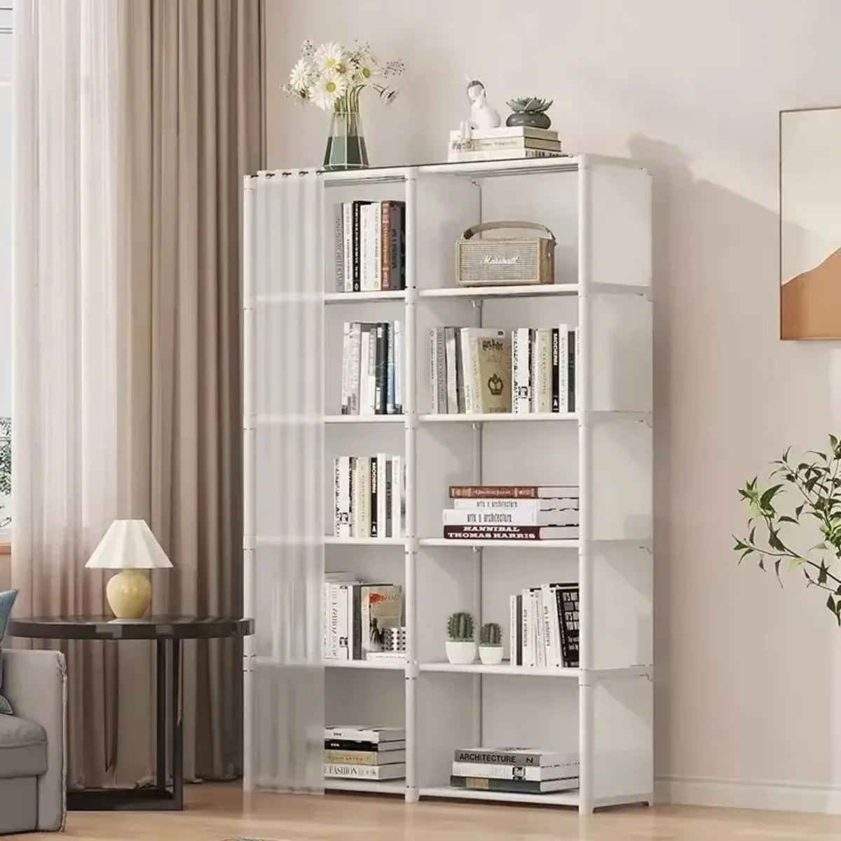 Dustproof Wardrobe 6/5 Layers High Capacity Bedroom Open Storage Cabinet Simple Assembly Partition Bookshelf Closet Organizer