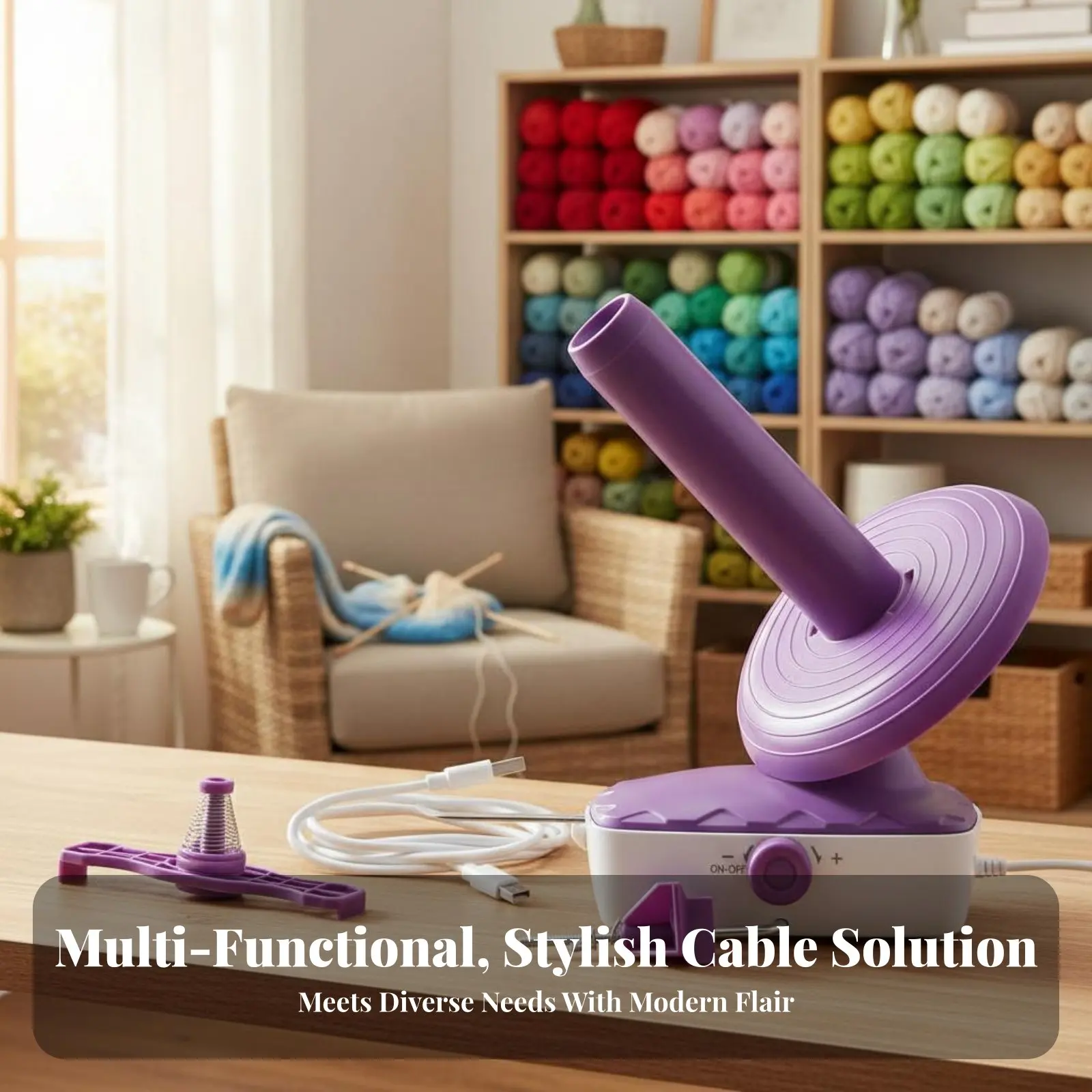 

Electric Yarn Winder Fast Winding Automatic Spool Winder Machine Knitting Supply Hands-Effortless Function Adjustable Speed