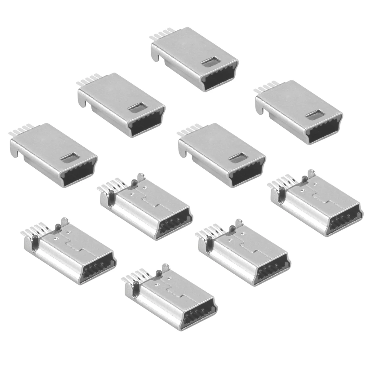 حار جديد 10 قطع USB صغير نوع B ذكر 180 درجة 5 دبوس مصلحة الارصاد الجوية SMT لموصل مرفاع لحام