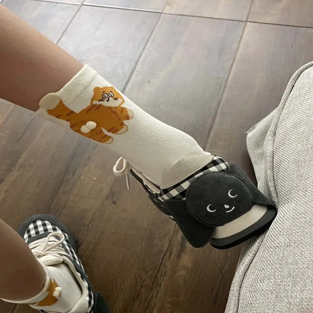 Wygodne skarpetki bawełniane w kształcie jajka dla kota, pochłaniające pot, oddychające, skarpetki dla par, trójwymiarowe, miękkie skarpetki do połowy łydki, męskie i damskie.