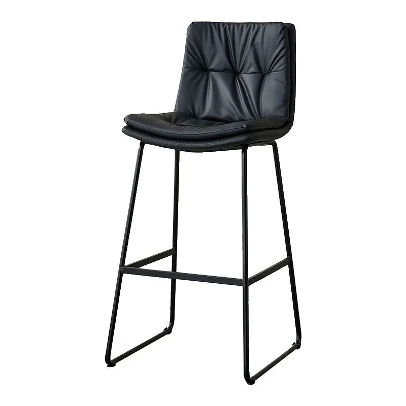 

Light luxury bar chair stainless steel soft bag, cafe bar chair deep seat backrest milk tea shop high chair