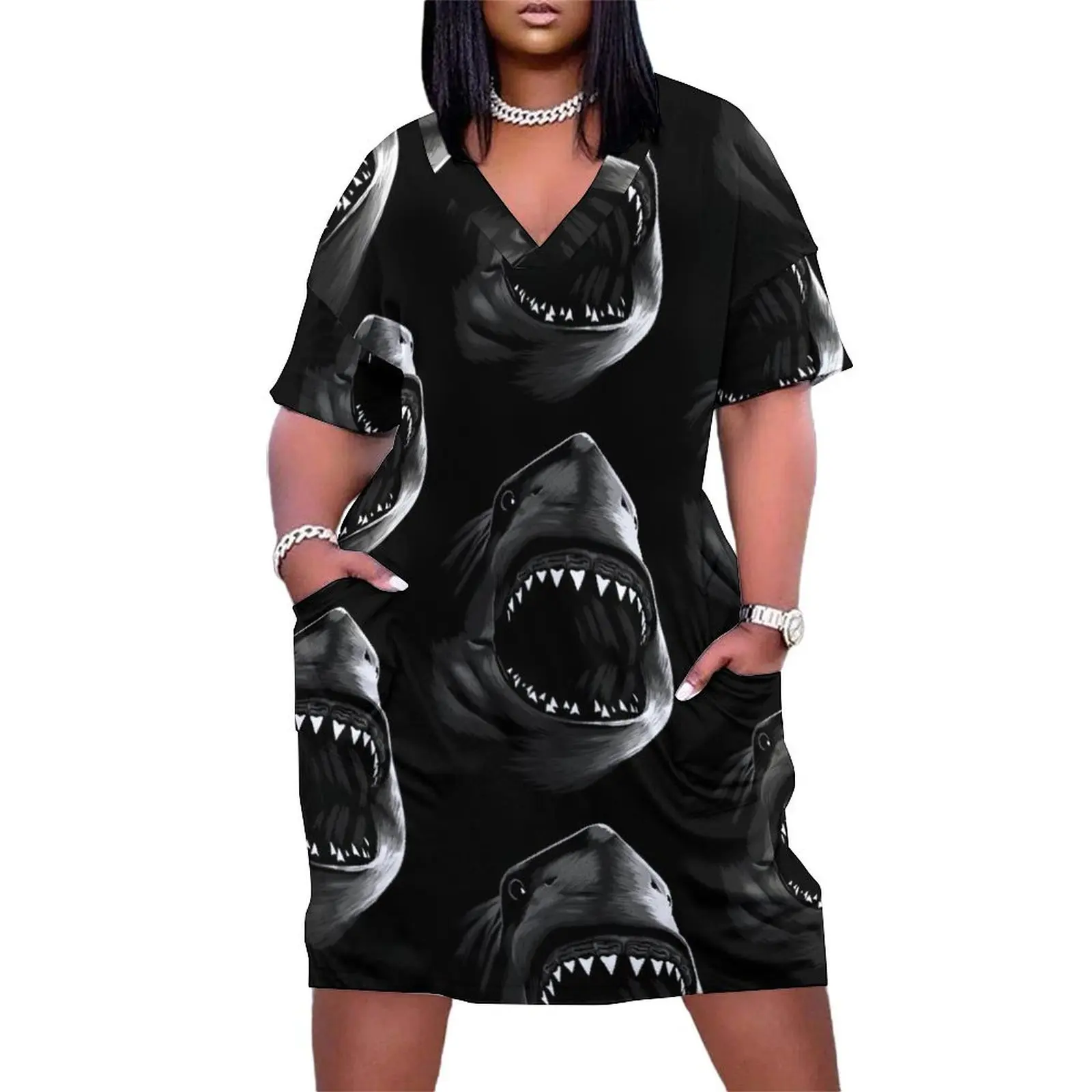 

Great Shark Loose Pocket Dress dresses for woman 2025 Dress for pregnant women dresses for women 2025 luxury designer party