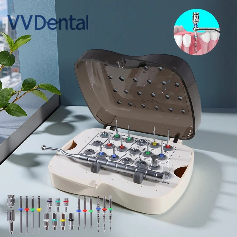 

Набор для удаления сломанных имплантационных винтов VV Dental, 20 шт., хирургический инструмент для экстракции сломанных имплантатов, направляющая для дрели