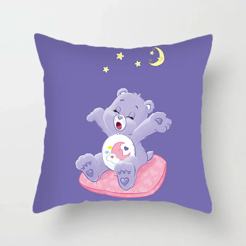 MINISO Rainbow Care Bear Student Nap Pillow Sofa Living Room Backrest Bedside Pillow Case Cartoon Care Bear Cute Decoration Gift