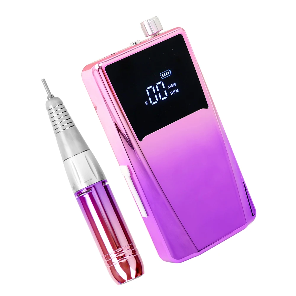 เครื่องเจาะเล็บ 35000RPM แบบชาร์จไฟได้จอแสดงผล LCD Efile ไร้สายอันทรงพลังแบตเตอรี่น้ําหนักเบาไร้สายพร้อมฐานชาร์จ