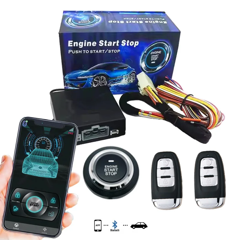 GB-01 Car Bluetooth Push Button Kit System Start Stop Engine Remote Starter Ignition Upgrade For 12V Vehicle Easy Installation