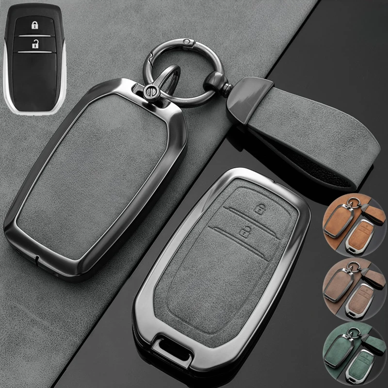 Zinc Alloy Leather Car Key Fob Case Cover For Toyota Hilux Fortuner Highlander Land Cruiser Riez RAV4 Camry Prado Innova 86