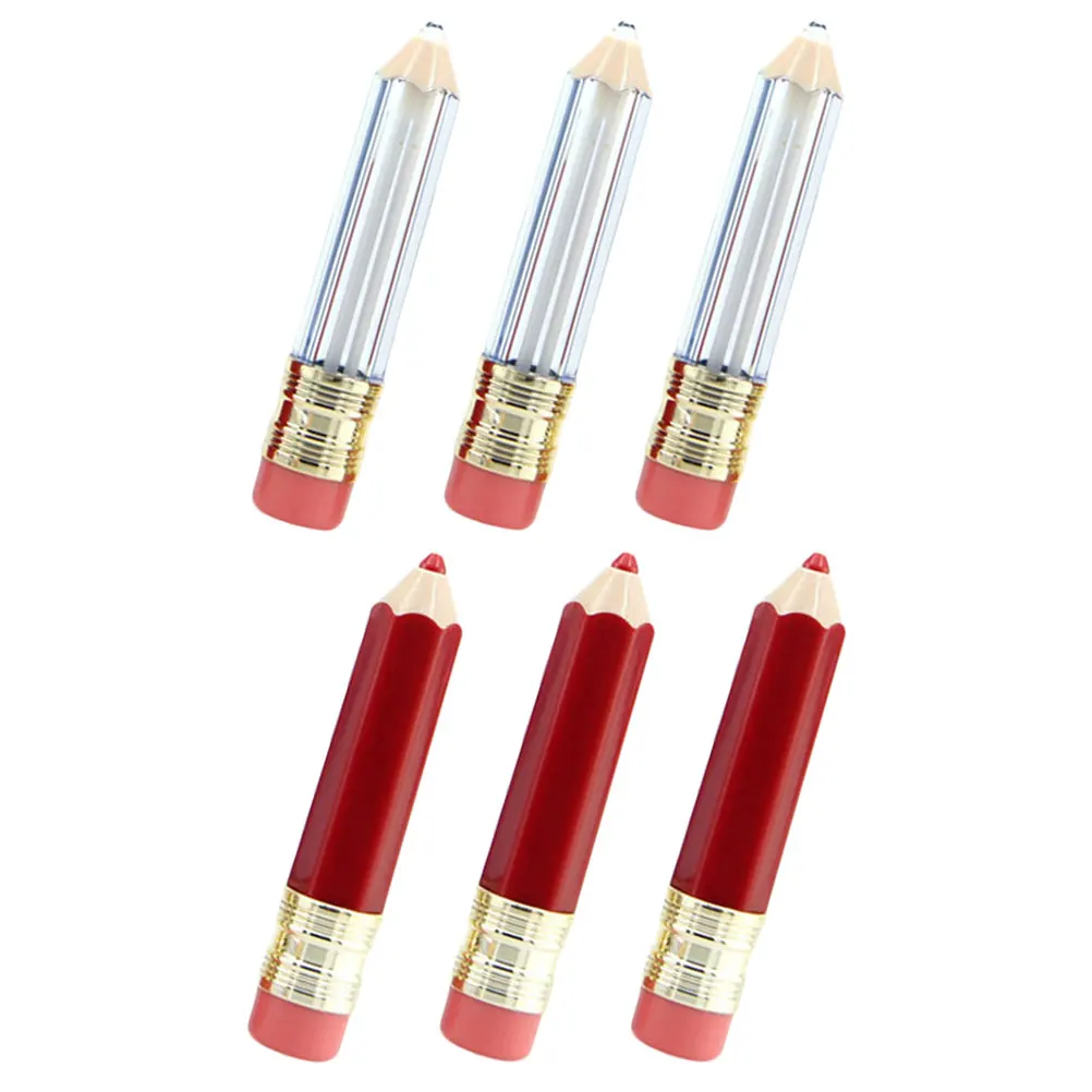 

6pcs Pencil Shape Diy Gloss Tubes Empty Lip Balm Containers Refillable Lipstick Tubes 5Ml Lip Cream Holders Leakproof