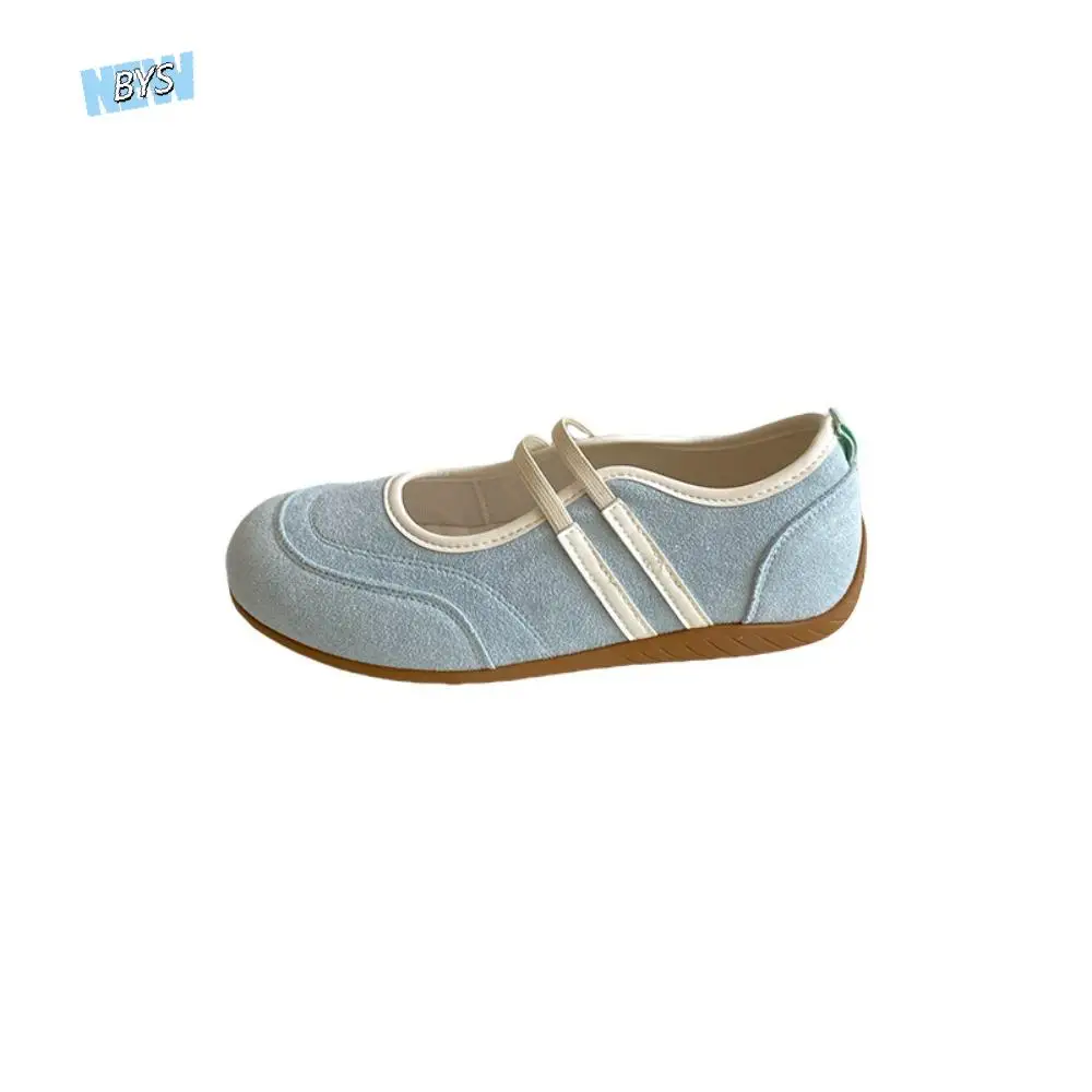 

Color Blocking Mary Jane Shoes Synthetic Leather Anti-slip Ballerina Shoes Streetwear British French Style Round Toe Flat Shoes