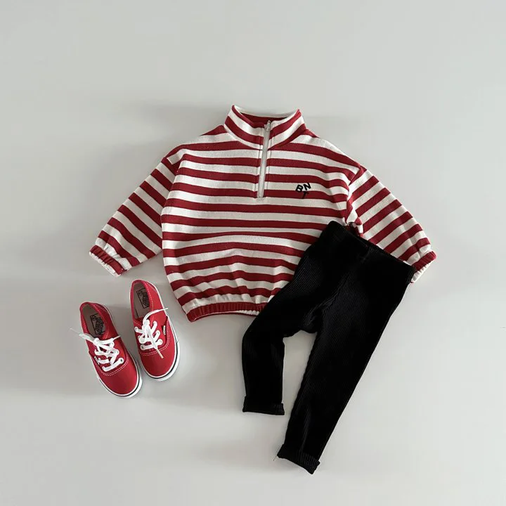 2024 Spring Fashion Toddler Boy Embroidery Letter Striped Sweatshirt Girl Baby Turtleneck Casual Cotton Tops Children Clothes