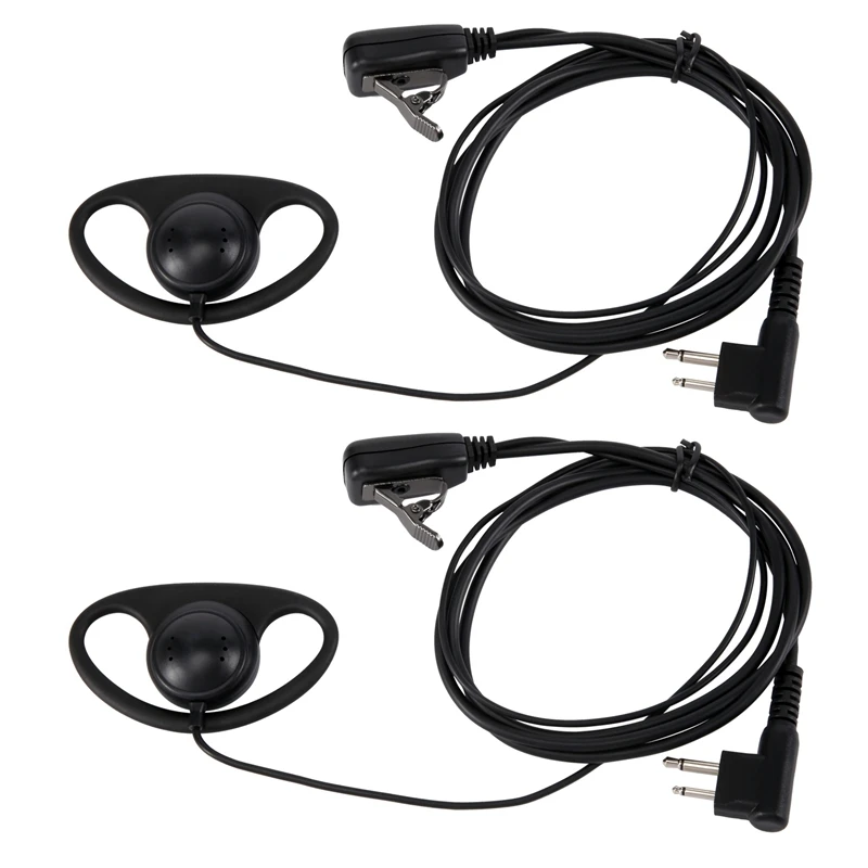 (2 Pack) 2Pin Advanced D Shape Clip-Ear Ptt Headset Earpiece Mic For Motorola 2 Way Radios Gp88s Gp300 Gp68 Gp2000 Gp88 Gp3188 C