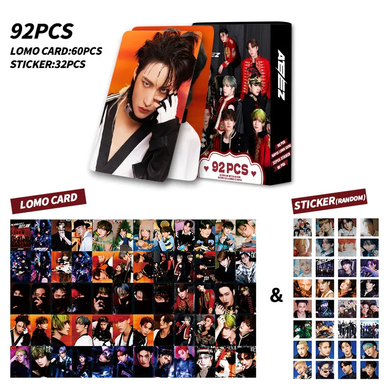 92 stks/set NIEUWE KPOP ATEEZ Lomo Kaarten Foto Stickers HD Dubbelzijdig Hoge Kwaliteit Fotokaart YEOSANG JongHo Yunho San Fans Gift