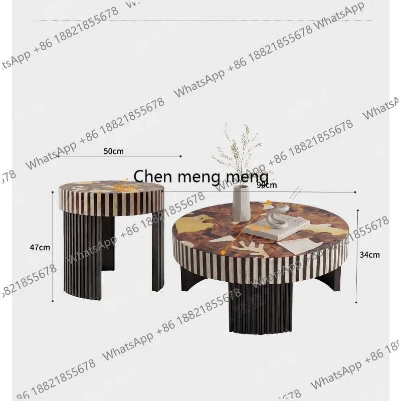 Italian minimalist coffee table living room household light luxury small apartment creative round coffee table combination