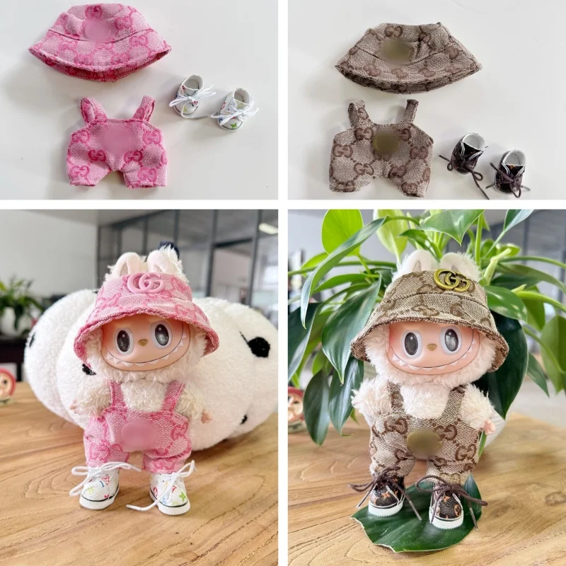 New 15/17cm Labubu Clothes Doll Clothing Fashion Overalls V1 V2 Doll Clothing Accessories Labubu Clothes Designer Doll Toy