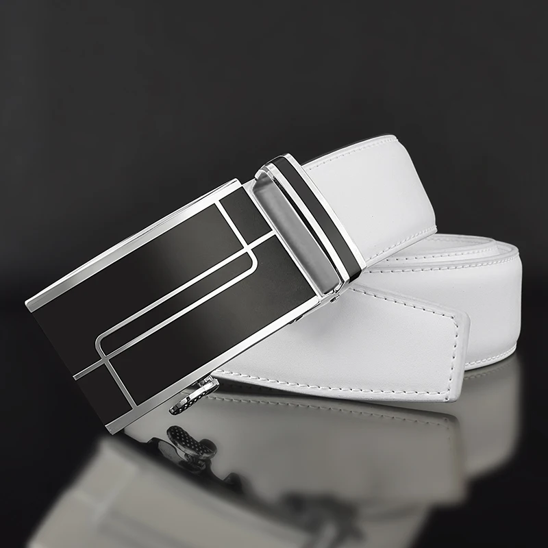 Letter S White Leather Belt Men Designers Luxury Famous High Quality Young Men Cowskin Brand Jeans Casual Fashion Ceinture Homme