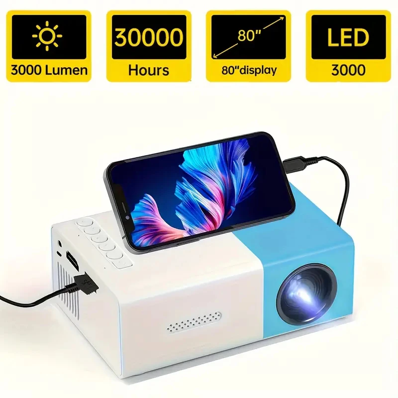 3 in 1 Mini LED projector Equip 72 inch Screen and Bracket 320x240P Audio Home Media player Beamer Outdoor HD Portable Projector