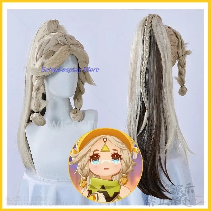 

Аниме-игра Genshin Impact Косплей Кахина Костюм Cos Парики Kawaii Светло-каштановые волосы Длинные волосы Хэллоуин Рождественский парик Пушистый