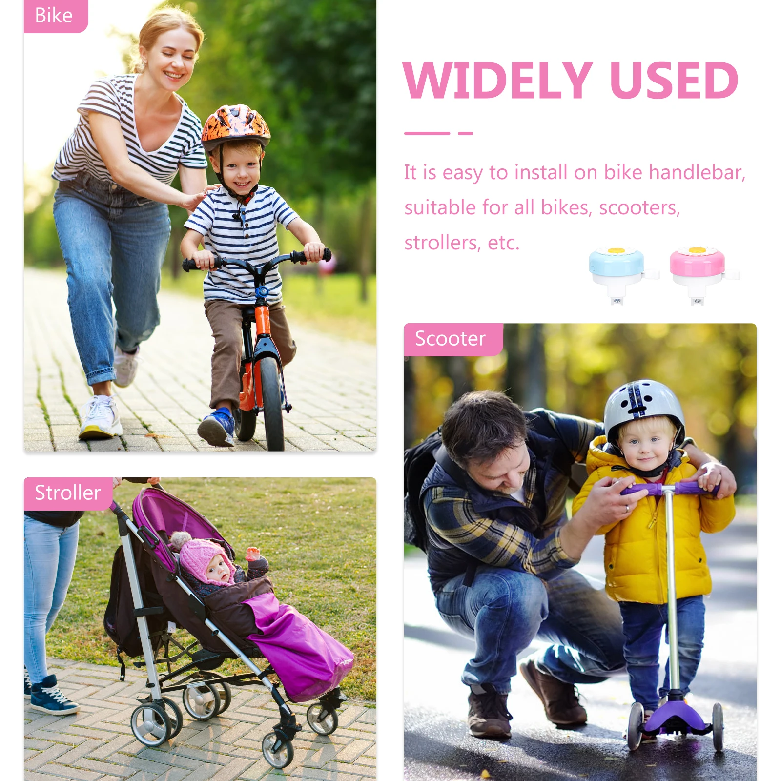 

2Pcs Alloy Bike Bell Flower Screw Mount Bicycle Bell Loud Durable Scooter Accessory Flower Scooter Bells