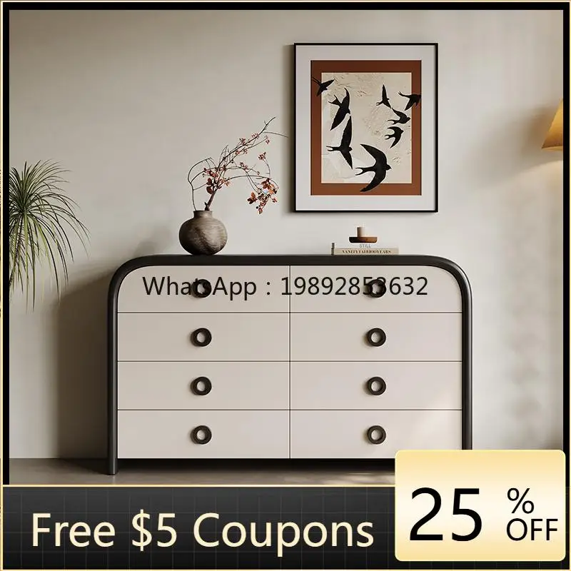 

LYY Retro Black and White Chest of Drawers Living Room Wall Storage High-end Simple Bedroom Storage Bedside Eight-drawer Chest