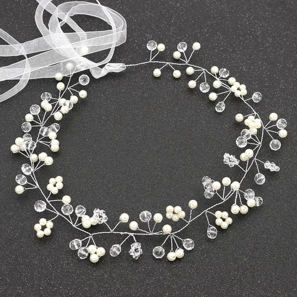 Crystal Pearl Wedding Bridal Headband Bridesmaid Hair Band for Festival Wedding Party (Silver) pearl headband