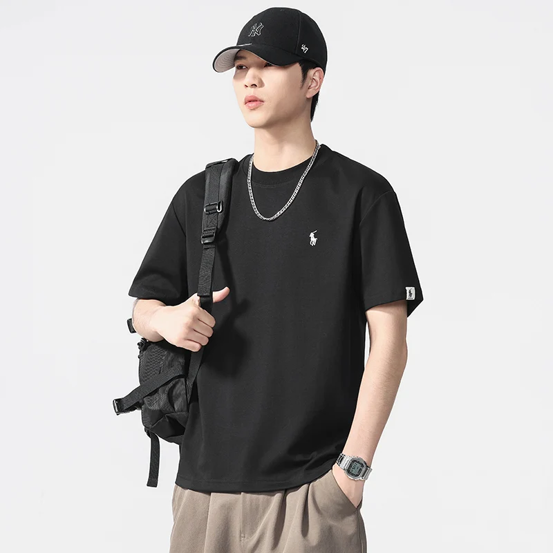 

HJ888 Summer men's short-sleeved simple trend fashion texture T-shirt comfortable breathable high-end youth tops